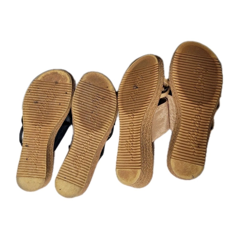 2 Pair Italian Shoemakers Womens Size 6 Thong Sandals Flip Flop Blue & Brown - Picture 5 of 7